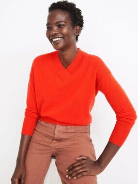 Madewell Cashmere V-Neck Sweater In Apple Red